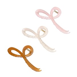 3 PCS Bow Hair Clips Exquisite Bow Hair Claw Clips Bowknot Hair Clip Jelly Color Large Hair Bows for Women Hair Accessories(MistyRose + Coffee + Pink)