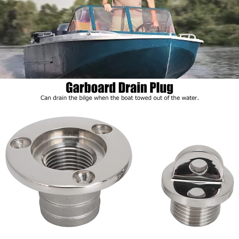 Garboard Drain Plug, 25 mm Round Stainless Steel Drain Opening