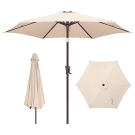FLAME&SHADE 7.5 ft Outdoor Market Patio Table Umbrella with Tilt, Beige