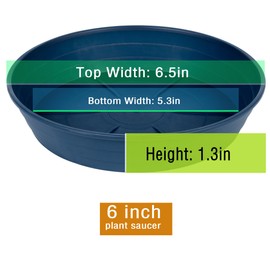 Plant Saucer 6 Inch 4 Pack 6 8 10 12 14 16 18 20 25, Plastic Plant Trays for Pots，Extra-Deep Plant Water Dray Tray, Bird Bath Bowl, Heavy Flower Plant saucers Indoors and Outdoor No Holes 6in-4 blue