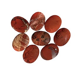 Oval Palm Stone Natural Healing Gemstone - Worry Stone Palm Thumb Polished Natural Energy Crystal Gemstone (Red Jasper, 5 pcs)