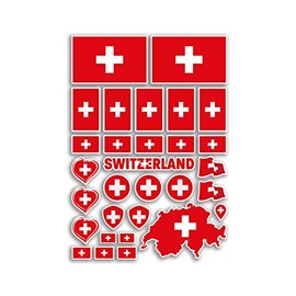 A4 Sticker Sheet Switzerland Flags Vinyl Stickers - Swiss Country Europe World National Flag Vacation Travel Holiday Car Aesthetic #80021
