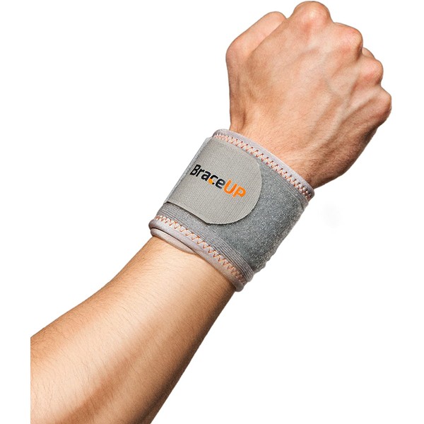 BraceUP® Wrist Compression Strap and Support, One Size Adjustable (Silver), 1 PC