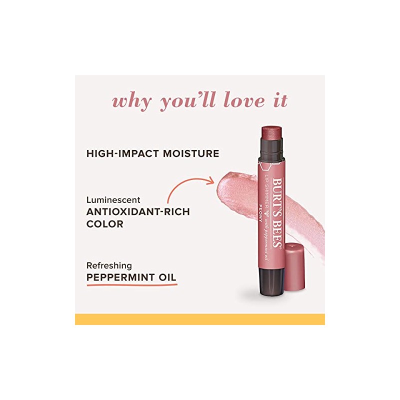 Burt's Bees 100% Natural Moisturizing Lip Shimmer, Peony - 1