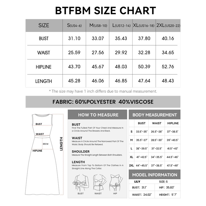 BTFBM Women's Midi Bodycon Tank Dress Summer Crewneck Rib Knit