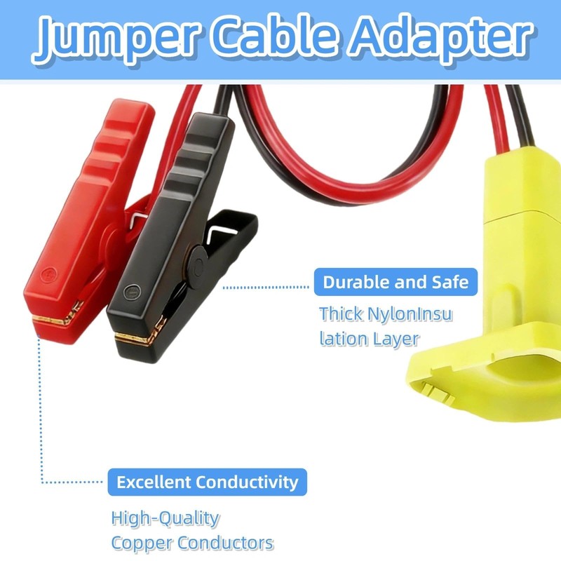 2FT Portable Jumper Starter Cable Adapter Compatible with Ryobi 18V