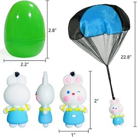 6 Pack Easter Egg Prefilled with Parachute Toys, Easter Basket Stuffers Gifts Hand Throw Flying Toys Filled with Animal Figures for Boys Girls Party Favors Egg Hunt