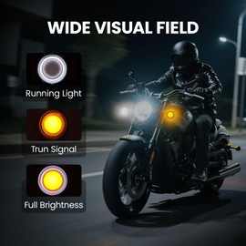 ZENTHOR Motorcycle Turn Signals - 2PCS Chrome Bullet LED Front Lights Motorcycle Blinkers Indicator Tail Lights Compatible with Honda Yamaha Suzuki Kawasaki Harley Sportster Dyna