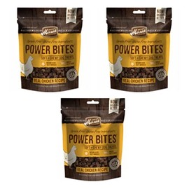 Merrick Power Bites Soft & Chewy Dog Treats - Real Chicken Recipe 6 oz - Pack of 3