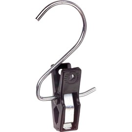 The Great American Hanger Company Chrome Hook with Black Plastic Hanging Clip in 2" Length, Box of 100
