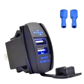 JDIME - Adaptador universal de doble puerto USB para coche, enchufe de cargador rápido de 3.1 A, rectangular, impermeable, a prueba de polvo, 12 V,...