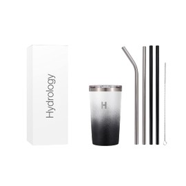 H2 HYDROLOGY Classic Tumbler | Tumbler With Lid and Four Straws | Double Wall Vacuum Insulated & Stainless Steel Water Tumbler | Anti-Slip Tumbler for Coffee, Water, Tea (16 oz, Night & Day)