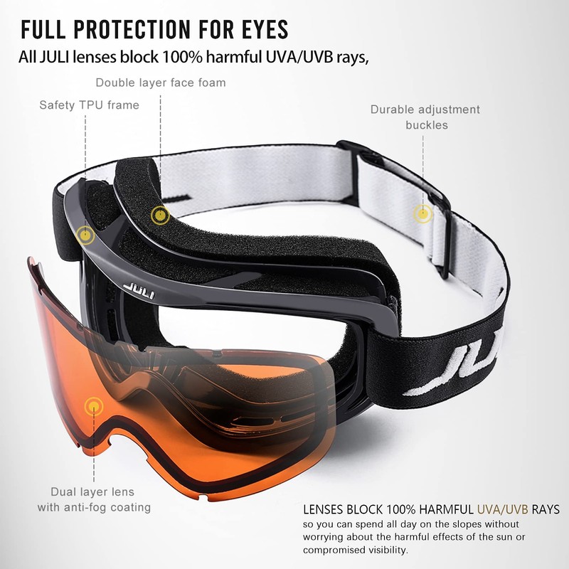Juli Kids Ski Goggles,Snow Snowboard Goggles Boy Girl Snowmobile Skiing