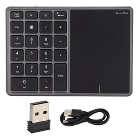 Wireless Numeric Keypad 2.4G 22 Keys Touch Screen Lightweight Portable Type C ABS Mini Number Pad for Study Work Gray