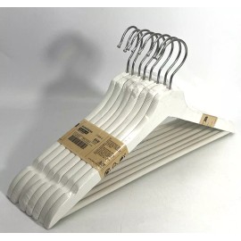 IKEA BUMERANG Hanger White Wood Pack of 8,  for Shirt Trousers Pants Wardrobe