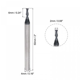 sourcing map Square Nose End Mill, 2mm Tip Dia Solid Carbide AlTiN Coated CNC Router Bits 2 Flute Spiral Milling Cutter HRC45 with 4mm Shank 50mm (2-inch) Length, 2pcs