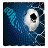 Ambesonne Soccer Shower Curtain, Goal Football Flying into Net Abstract