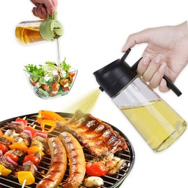 LSODOIEI 16oz Oil Dispenser Bottle for Kitchen, 2 in 1 Olive Oil Dispenser and Oil Sprayer, 470ml Olive Oil Spray Bottle,Cooking Oil Spray Glass for Used for Air Fryer, Baking, Grilling