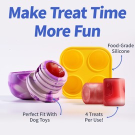 POTING Dog Treat Tray Mold,Reusable Silicone Molds for Dog Treats, Freeze Refill Treats for Making Dogs Favorite Freeze Refill Ice Treats Toy-Yellow