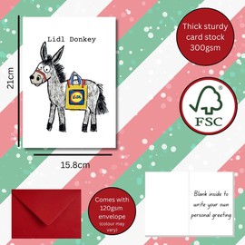 Funny Christmas Cards For Men & Women Cute Little Donkey Xmas Design Modern Luxury Pack 5