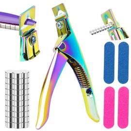 Acrylic Nail Cutter,Nail Cutters for Acrylic and Gel Nails,Nail Clippers for Acrylic Nails,Acrylic Nail Clippers with 30 Pcs Magnets and 4 Rubbing Strips for Manicure Salon Home (Titanium Color)
