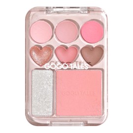 GOGO TALES My Sweet Color Palette 01 Romantic Paw/Eye Shadow x Cheek x Highlight, Multi Palette, Pink Color, Includes Stickers, Teardrop Bag Mat, Pearl, Lurex, Gloss, Glow, 3D, Bloody, Chinese