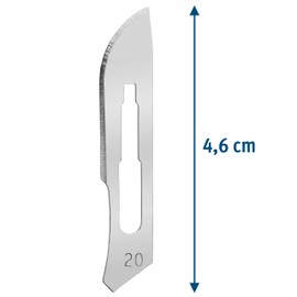 Set of 50 Sterile Scalpel Blades Figure 20 Made of Carbon Steel - Replacement Blades + 1 x Shehadeh - Scalpel Holder - Stainless Steel