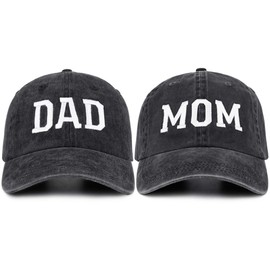 SaryHome Mom and Dad Hats Parents Grandpa and Grandma - Pregnancy Announcement Mom Dad Baseball Couples Cap - 2 Pcs New Parents Gifts, 01.black Mom & Black Dad-1, One Size