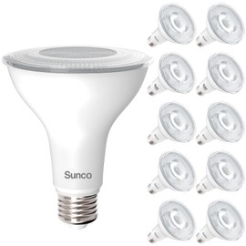 Sunco 10 Pack PAR30 LED Bulb, Outdoor Flood Light Bulbs, Exterior Long Neck Lighting, 850 LM, 11W (75W Equivalent), 6000K Daylight Deluxe, E26 Base, Dimmable, IP65 Waterproof UL