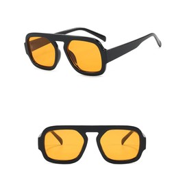 OSAGAMA Retro 70er Jahre Sonnebrille Vintage Quadratische Brille UV400 Schutz für Damen Herren (Schwarz Gelb)
