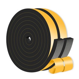 MIKONIYA Weather Stripping Door Seal, Soundproof, CR Foam Insulation Tape, Black, 1 in x 1/2 in x 26Ft