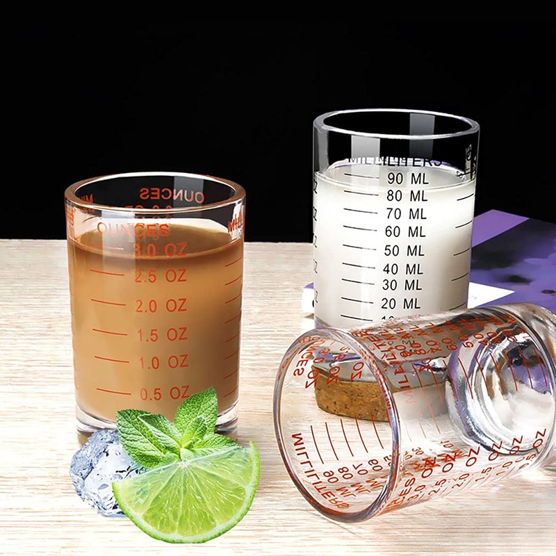 Shot Glass Measuring Cup 3 Ounce/90ML Liquid Heavy High Espresso