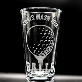 ALWAYS WASH YOUR BALLS Engraved Pint Beer Glass | Great Golf Drinking Gift Idea for Golfers and Golfing Enthusiasts!