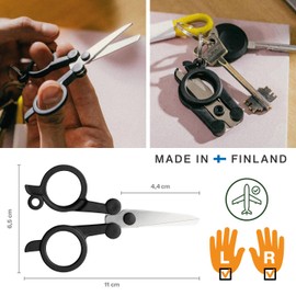 Fiskars ReNew Folding Travel Scissors, Length: 11 cm, Recycled Stainless Steel/Recycled Plastic, Functional Shape, Black, 1075352