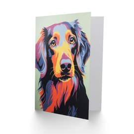 Artery8 Long Haired Dachshund Dog Pet Portrait Fan for Wife Her Mum Sister Daughter Mom Gran Nan Birthday Thank You Get Well Soon Blank Art Greeting Card