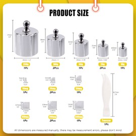 Mardatt 16 Pcs Precision Scale Calibration Weight Set,10/20/50/100/200g, 500/200/100/50/20/10mg Steel Weights Calibration with Tweezers for Digital Balance Scale, Jewellery Scale(Total 500g)
