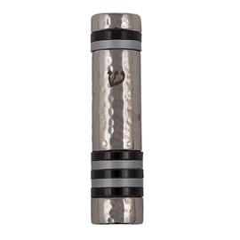 Emanuel Yair Mezuzah para puerta | 10 cm martillado con anillos coloridos (negro - MZJ-5)