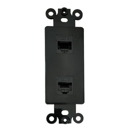BUPLDET 2 Port CAT6 Ethernet Insert Wall Plate Black - CAT 6 RJ45 Network Keystone Insert Cover Plate for Midsize/Oversize Wallplate