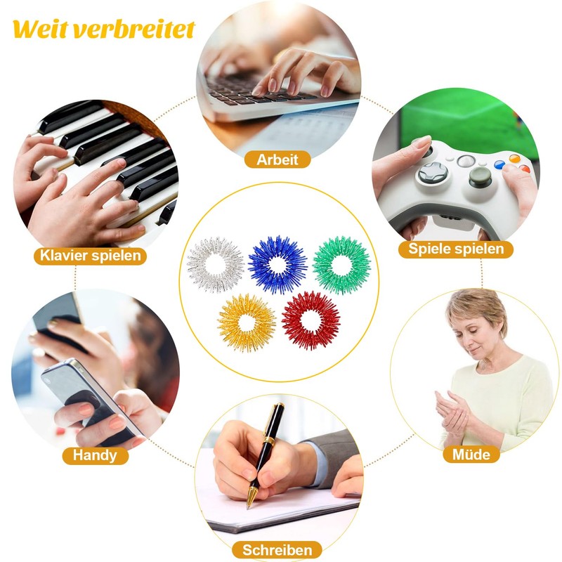 Finger Massage Ring, with Storage Bag, Acupressure Ring, Super Decompression,