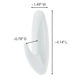Command Designer Bath Hook Large White 1-Hook with Water-Resistant Strips (17083B-ES) Organize Your Dorm