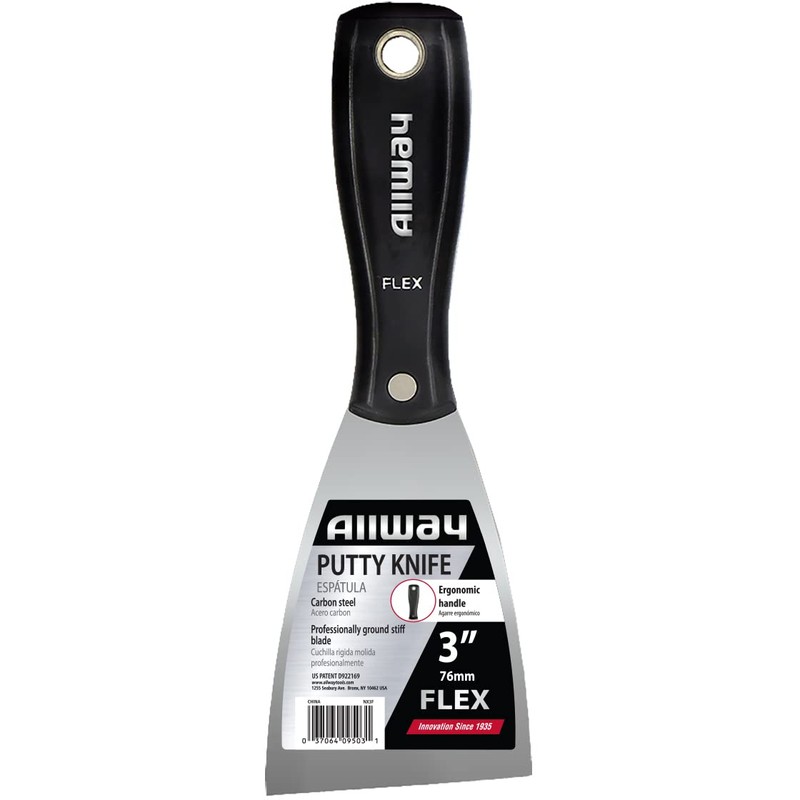 ALLWAY NX3F Ergonomic Grip Flex Smooth Curved Wall Scraper, 3"