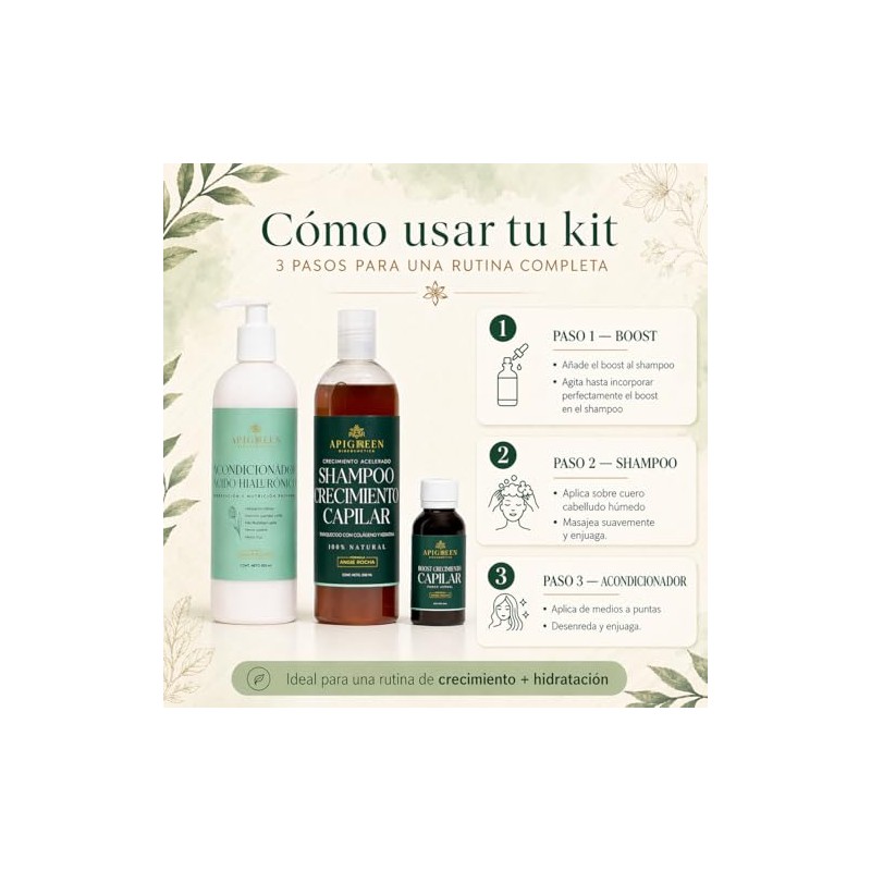 Apigreen Kit Capilar para Crecimiento y Fortalecimiento del Cabello –