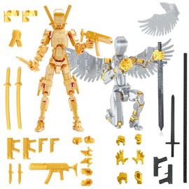 T13 Action Figure Set (Assembly Complete), 3D Printed Multi-Joints, Titanium 13 Action Figures, Multi-Articulated Lucky Mobile Robot Nova T-13, Desktop Decorations for Game Lovers, Toy Gold