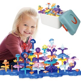 SLTBEH Ocean Coral for Toddlers 3-5，Toddler Toys for Ages 2 3 4 5 6 7girls，Birthday Gift for 3 Year Old Girl，76 PCS Pretend Ocean Gift for Kids