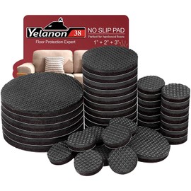 Yelanon Non Slip Furniture Pads -38 pcs(1+2+3)" Furniture Grippers Hardwood Floors, Non Skid for Furniture Legs,Self Adhesive Rubber Feet, Anti Slide Furniture Protector for Keep Couch Stoppers