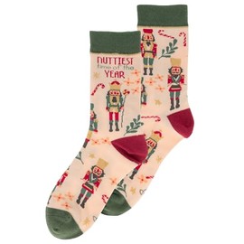 Karma, Women’s Soft Holiday Socks, Christmas Stocking Stuffer Crew Socks, Festive Novelty and Fun Socks for Women, One Size Fits Most - Nutcracker