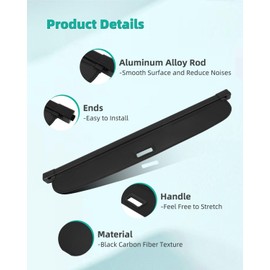 SCITOO Cargo Cover 2024 Fit for Lincoln Nautilus 2.0L Upgraded Retractable Rear Trunk Cover with Aluminum PVC&Plastic