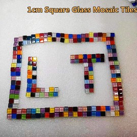 Glass Mosaic Tiles, Mosaic Stones, Bulk Square Glass Stones, Glass Tiles, Glass Pieces for Crafts, Home Decoration, 200 g, 1 x 1 cm (Purple)
