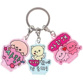 Tees Factory Chegosim 3 Charm Key Chain Saran Pink H148 x W38 x D 3 mm CG-5546266SP