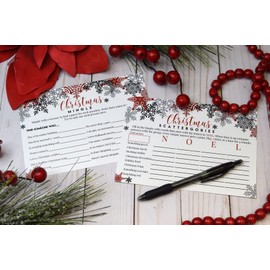 Festive Snowflake Themed Christmas Party Game Categories & Mingle Get To Know You Fill In Game Cards, Ten 5" x 7" Fill In The Blank Cards by AmandaCreation